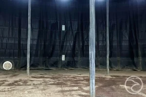 Close-up of PVC surface showing minimal water interaction effects